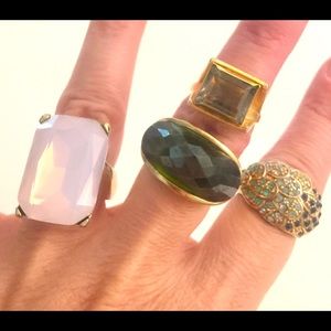 COPY - Lot 4 chunky fashion rings pink green blue gold